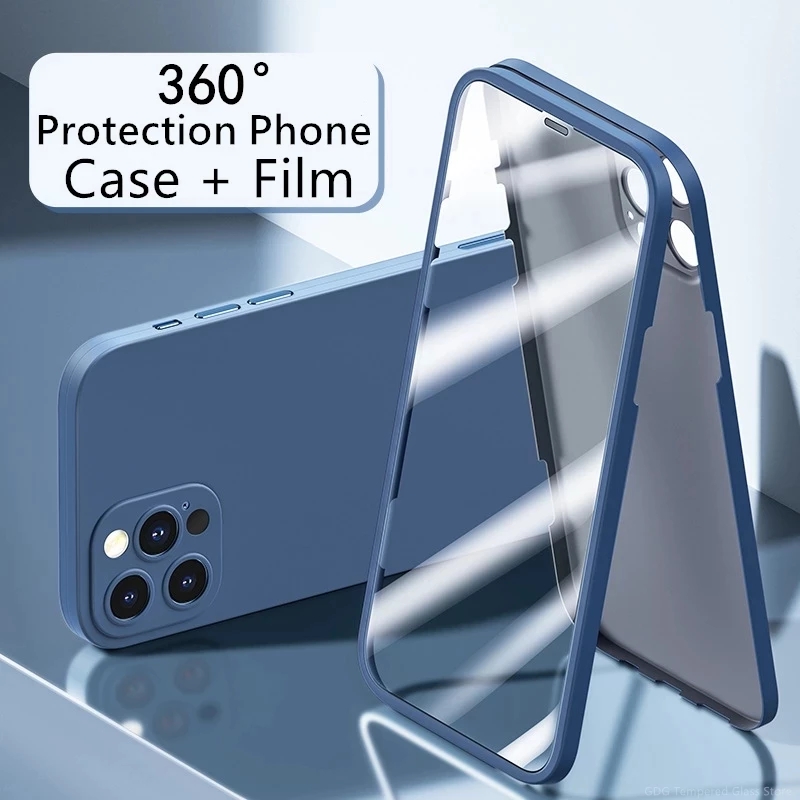 Uusin 360 Täysi puhelimen kotelonäytönsuojain integroitunäytön peitto lasikuva iPhone 12 Pro max